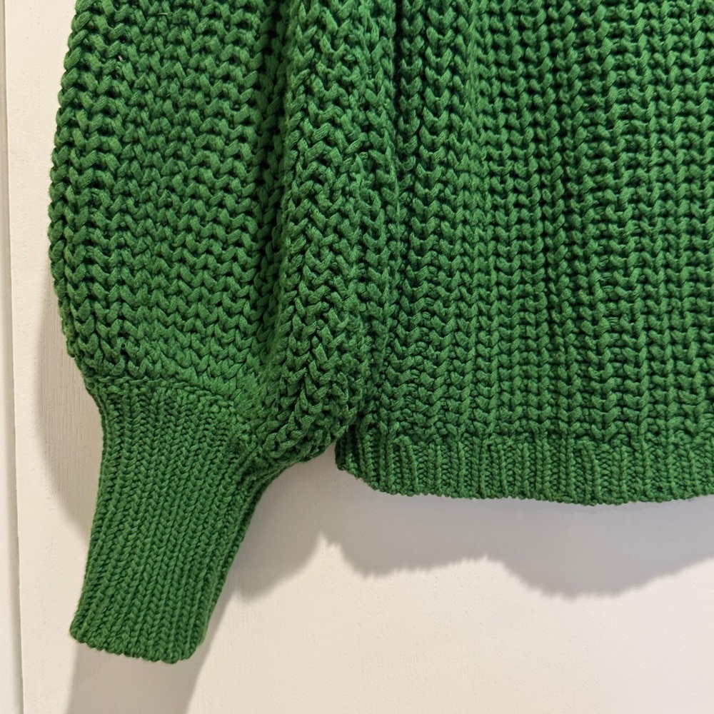 Sezane Green Cable Knit Women's Sweater - Picture 5 of 6